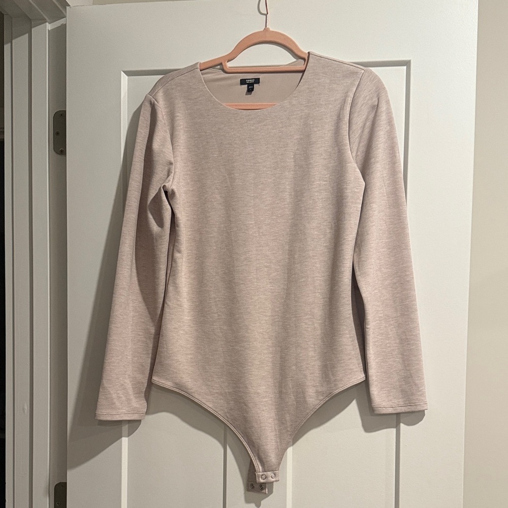 Express Body Contour Beige Long Sleeve Bodysuit
